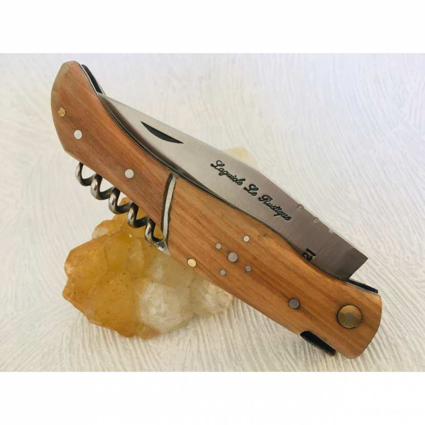 Couteau de poche LAGUIOLE Rustique avec manche en bois de teck et TB. 