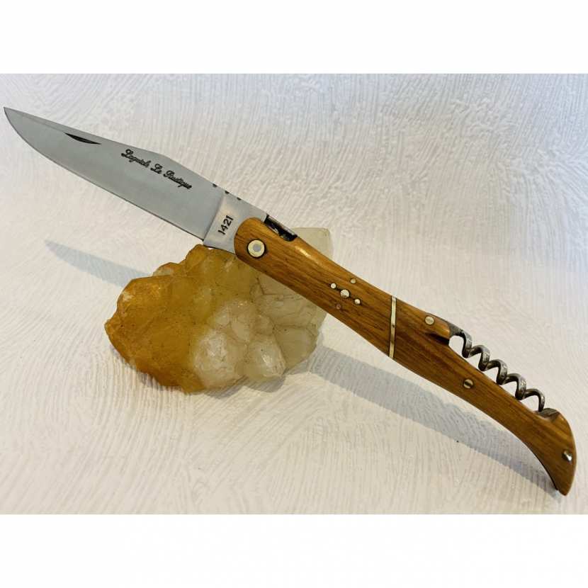 Couteau de poche LAGUIOLE chasse Rustique avec manche en bois de teck TB . 