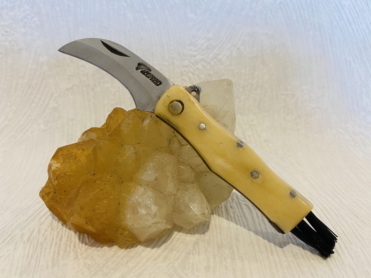 Mini couteau de poche champignon au prix de 8,50 euros.